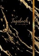 Cover-Bild zum Titel 'Tagebuch - A5 liniert - 100 Seiten 90g/m² - Soft Cover - Motiv "Marmor gold auf schwarz" - FSC Papier' von 'Notizbuch A5, Tagebuch A5'