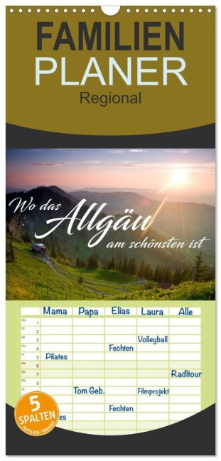 Familienplaner 2027 - Wo das Allgäu am schönsten ist mit 5 Spalten (Wandkalender, 21 x 45 cm) CALVENDO - Reinhold Ratzer