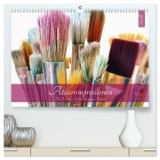 Cover-Bild zum Titel 'Atelierimpressionen - Des Künstlers Handwerkzeug im Portrait (hochwertiger Premium Wandkalender 2026 DIN A2 quer), Kunstdruck in Hochglanz' von 'Michaela Schimmack'