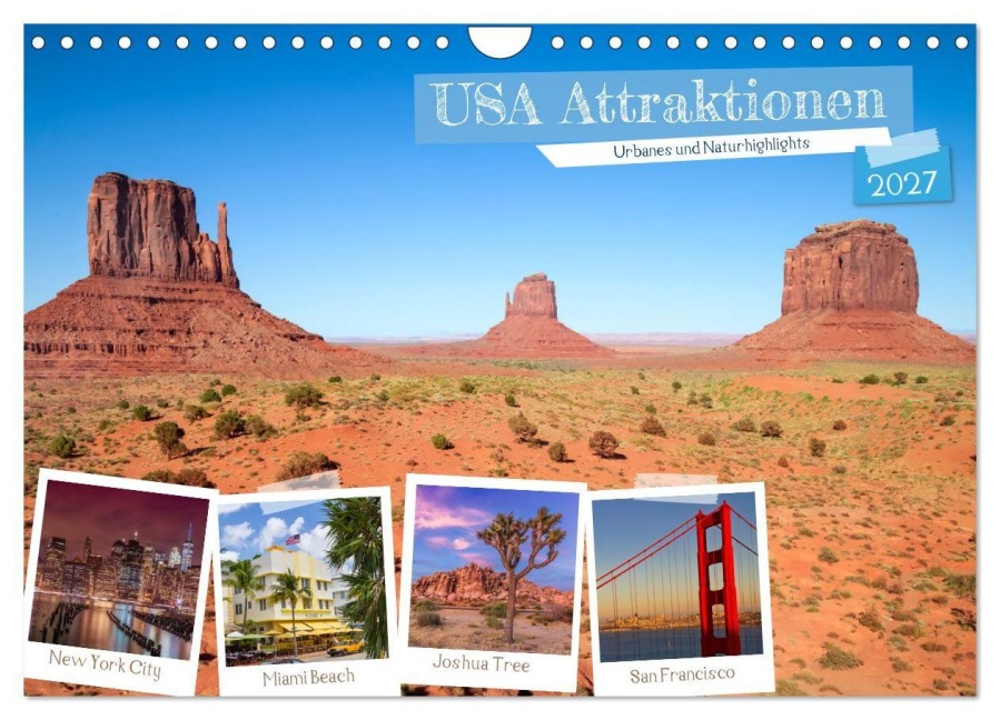 USA ATTRAKTIONEN Urbanes und Naturhighlights (Wandkalender 2027 DIN A4 quer), CALVENDO Monatskalender - Melanie Viola