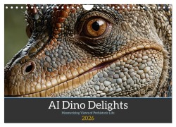 Cover-Bild zum Titel 'AI Dino Delights Mesmerizing Views of Prehistoric Life (Wall Calendar 2026 DIN A4 landscape), CALVENDO 12 Month Wall Calendar' von 'Claudia Schimmack'