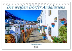 Cover-Bild zum Titel 'Die weißen Dörfer Andalusiens (Tischkalender 2026 DIN A5 quer), CALVENDO Monatskalender' von 'Sylvia Biskupek'
