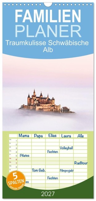 Familienplaner 2027 - Traumkulisse Schwäbische Alb mit 5 Spalten (Wandkalender, 21 x 45 cm) CALVENDO - Monika Scheurer
