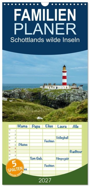 Familienplaner 2027 - Schottlands wilde Inseln mit 5 Spalten (Wandkalender, 21 x 45 cm) CALVENDO - Leon Uppena