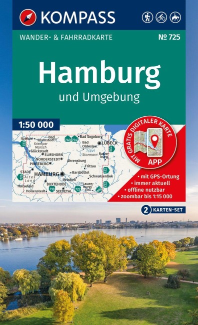 KOMPASS Wanderkarten-Set 725 Hamburg und Umgebung (2 Karten) 1:50.000 - 