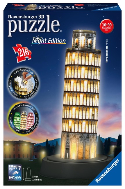 Pisaturm bei Nacht. 3D Puzzle 216 Teile - 