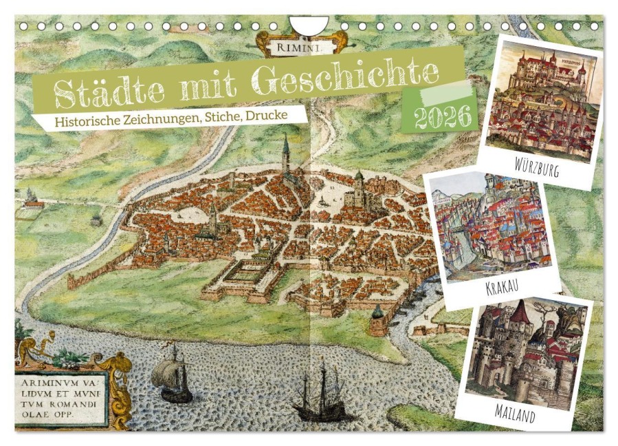 Städte mit Geschichte: Historische Zeichnungen, Stiche, Drucke (Wandkalender 2026 DIN A4 quer), CALVENDO Monatskalender - Calvendo Calvendo