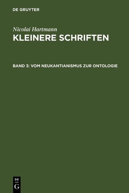 Vom Neukantianismus zur Ontologie - Nicolai Hartmann