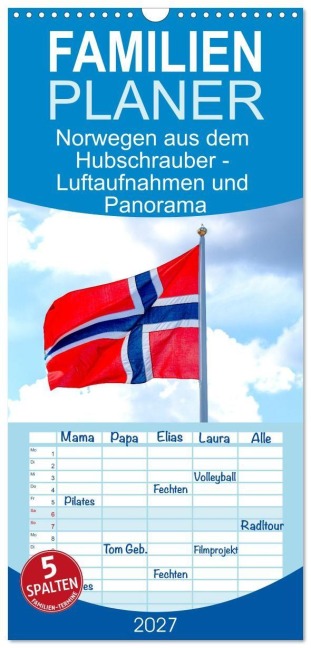 Familienplaner 2027 - Norwegen aus dem Hubschrauber - Luftaufnahmen und Panorama mit 5 Spalten (Wandkalender, 21 x 45 cm) CALVENDO - Www. Bihlmayer-Media. Com