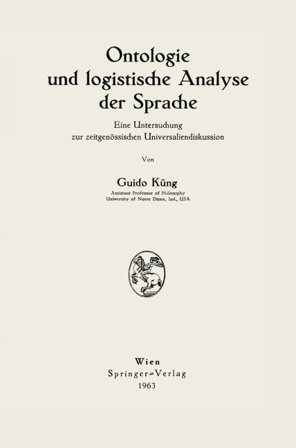 Ontologie und logistische Analyse der Sprache - Guido Küng