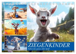 Cover-Bild zum Titel 'Ziegenkinder haben das ganze Jahr Spaß (Tischkalender 2026 DIN A5 quer), CALVENDO Monatskalender' von 'Sabine Löwer'