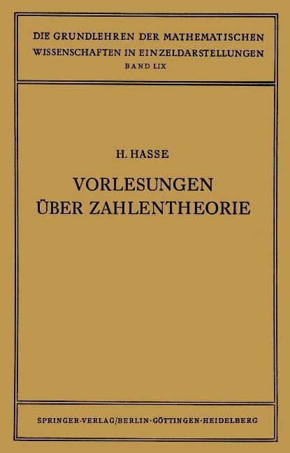 Vorlesungen über Zahlentheorie - Helmut Hasse