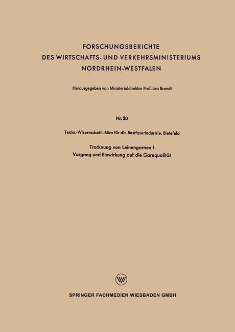 Trocknung von Leinengarnen I - Techn. -Wissenschaftl. Büro die Bastfaserindustrie