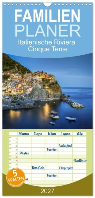 Familienplaner 2027 - Italienische Riviera Cinque Terre mit 5 Spalten (Wandkalender, 21 x 45 cm) CALVENDO - Saschahaas Photography