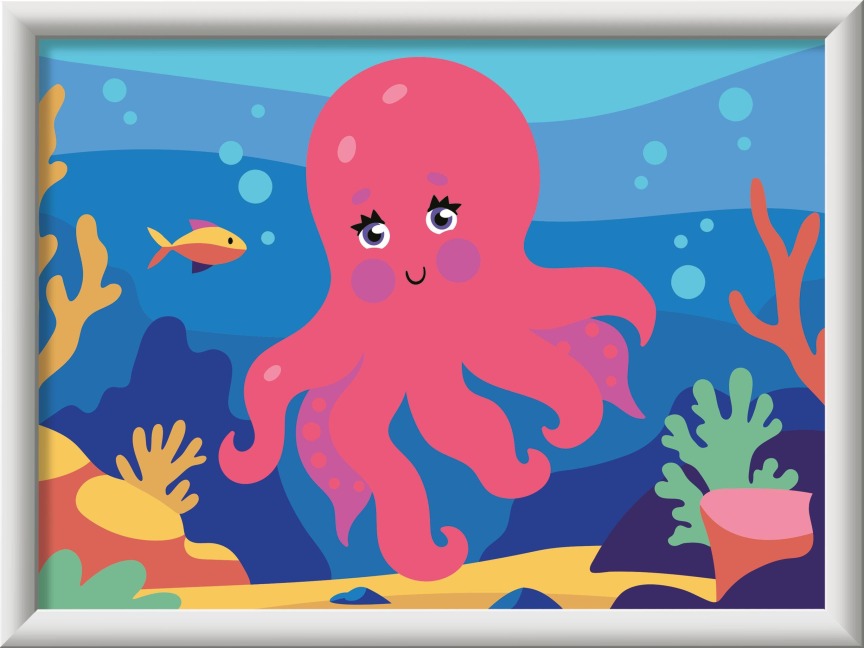 CreArt, Malen nach Zahlen Kinder - Neon Oktopus - 
