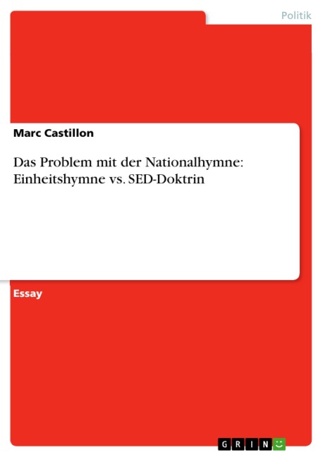 Das Problem mit der Nationalhymne: Einheitshymne vs. SED-Doktrin - Marc Castillon