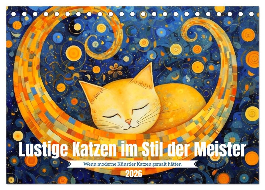 Lustige Katzen im Stil der Meister (Tischkalender 2026 DIN A5 quer), CALVENDO Monatskalender - Kerstin Waurick