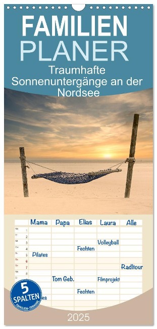 Familienplaner 2025 - Traumhafte Sonnenuntergänge an der Nordsee mit 5 Spalten (Wandkalender, 21 x 45 cm) CALVENDO - Sarnade Sarnade