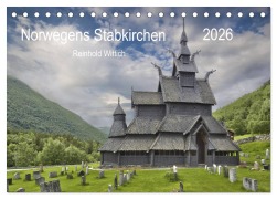 Cover-Bild zum Titel 'Norwegens Stabkirchen (Tischkalender 2026 DIN A5 quer), CALVENDO Monatskalender' von 'Reinhold Wittich'