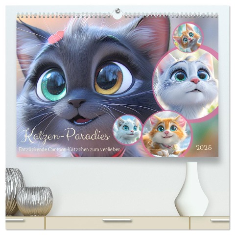 Katzen-Paradies. Entzückende Cartoon-Kätzchen zum verlieben (hochwertiger Premium Wandkalender 2025 DIN A2 quer), Kunstdruck in Hochglanz - Rose Hurley