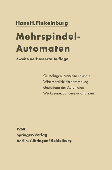 Mehrspindel-Automaten - Hans H. Finkelnburg
