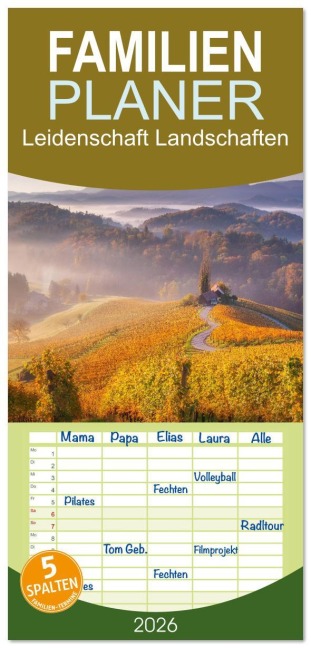 Familienplaner 2026 - Leidenschaft Landschaften mit 5 Spalten (Wandkalender, 21 x 45 cm) CALVENDO - Markus Gubitzer