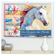 Cover-Bild zum Titel 'Die Eleganz der Pferde. Poesie im Ölgemälde-Stil (hochwertiger Premium Wandkalender 2026 DIN A2 quer), Kunstdruck in Hochglanz' von 'Rose Hurley'