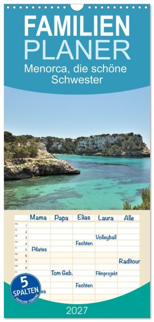 Familienplaner 2027 - Menorca, die schöne Schwester mit 5 Spalten (Wandkalender, 21 x 45 cm) CALVENDO - Ralf Mock