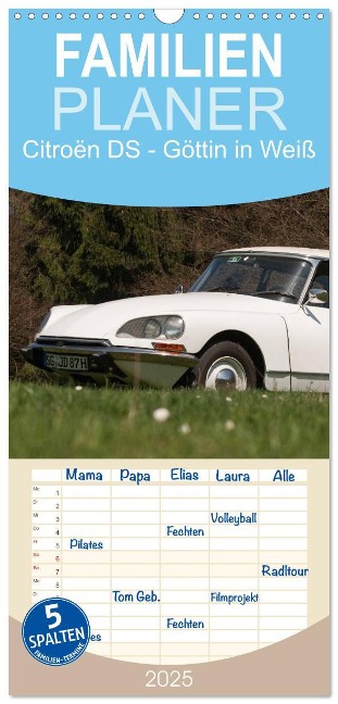 Familienplaner 2025 - Citroën DS - Göttin in Weiß mit 5 Spalten (Wandkalender, 21 x 45 cm) CALVENDO - Meike Bölts