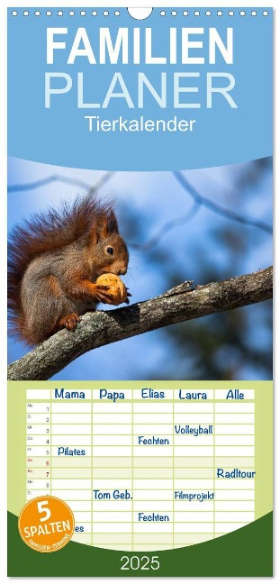 Familienplaner 2025 - Tierkalender 2025 mit 5 Spalten (Wandkalender, 21 x 45 cm) CALVENDO - Frank Tschöpe
