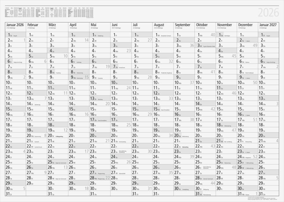 rido/idé 7033600006 | Plakatkalender Mod. young design 2026 | 860×610 mm - 