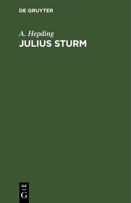 Julius Sturm - A. Hepding