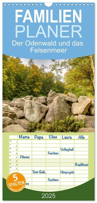 Familienplaner 2025 - Der Odenwald und das Felsenmeer mit 5 Spalten (Wandkalender, 21 x 45 cm) CALVENDO - Saschahaas Photography