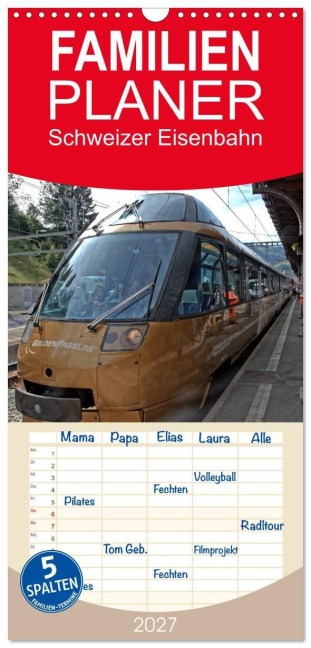 Familienplaner 2027 - Schweizer Eisenbahn mit 5 Spalten (Wandkalender, 21 x 45 cm) CALVENDO - Rudolf J. Strutz