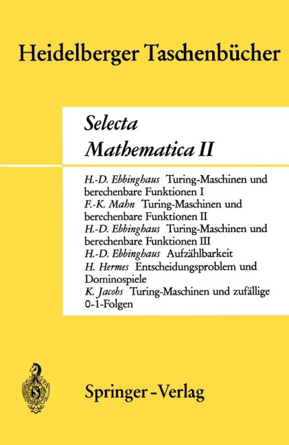 Selecta Mathematica II - H. D. Ebbinghaus, F. K. Mahn, Hans Hermes, Konrad Jacobs