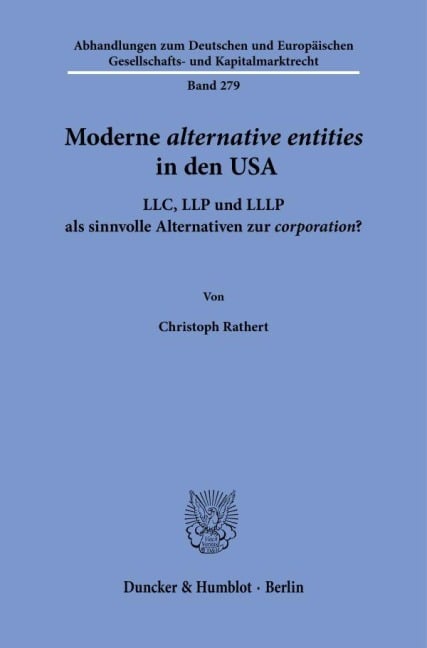 Moderne alternative entities in den USA - Christoph Rathert