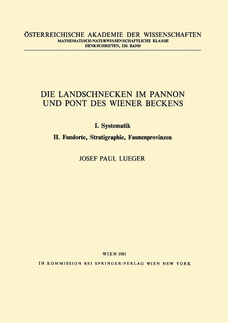 Die Landschnecken im Pannon und Pont des Wiener Beckens - J. P. Lueger