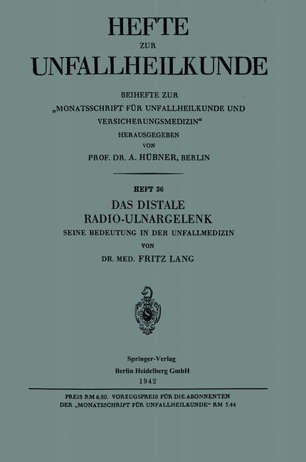 Das Distale Radio-Ulnargelenk - Fritz Lang