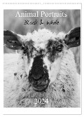 Animal Portraits Black & White 2024 CH Version (Wandkalender 2024 DIN A2 hoch), CALVENDO Monatskalender - Peter Hebgen