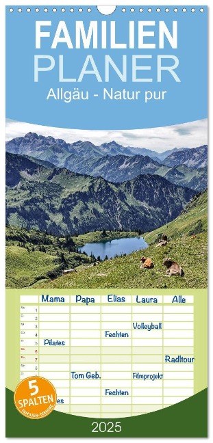 Familienplaner 2025 - Allgäu - Natur pur mit 5 Spalten (Wandkalender, 21 x 45 cm) CALVENDO - Thomas Becker