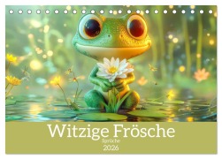 Cover-Bild zum Titel 'Witzige Frösche - Sprüche (Tischkalender 2026 DIN A5 quer), CALVENDO Monatskalender' von 'Liselotte Brunner-Klaus'