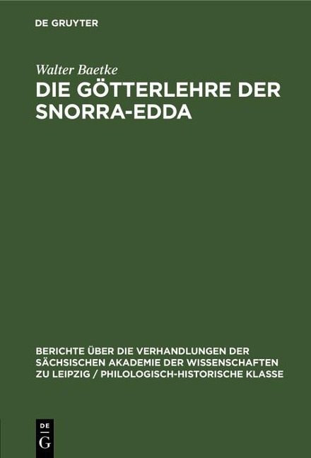 Die Götterlehre der Snorra-Edda - Walter Baetke