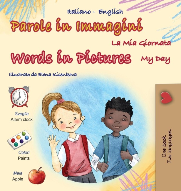 Words in Pictures - My Day (Italian English Bilingual Children's Book) - Kidkiddos Books