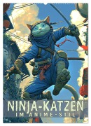 Cover-Bild zum Titel 'Ninja-Katzen - im Anime-Stil (Wandkalender 2027 DIN A2 hoch), CALVENDO Monatskalender' von 'Val Thoermer'