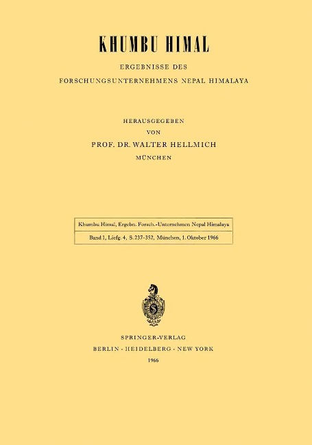 Khumbu Himal - Ergebnisse des Forschungsunternehmens Nepal Himalaya - 