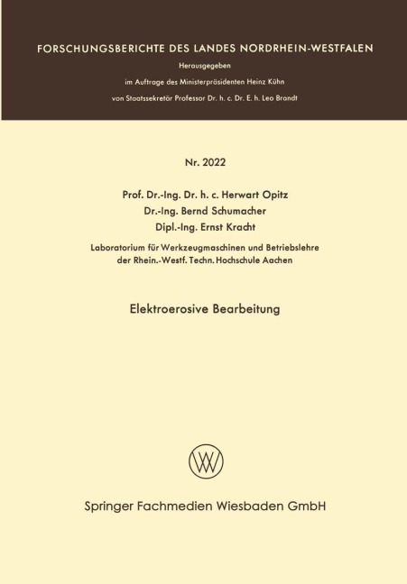 Elektroerosive Bearbeitung - Herwart Opitz