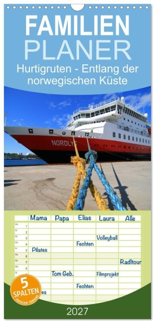 Familienplaner 2027 - Hurtigruten - Entlang der norwegischen Küste mit 5 Spalten (Wandkalender, 21 x 45 cm) CALVENDO - Matthias Hanke