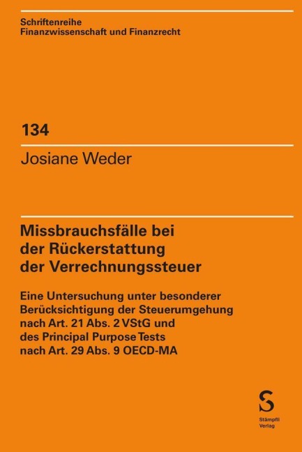 Missbrauchsfälle bei der Rückerstattung der Verrechnungssteuer - Josiane Weder