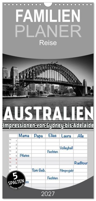 Familienplaner 2027 - AUSTRALIEN Impressionen von Sydney bis Adelaide mit 5 Spalten (Wandkalender, 21 x 45 cm) CALVENDO - Melanie Viola