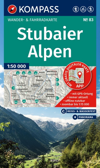 KOMPASS Wanderkarte 83 Stubaier Alpen 1:50.000 - 